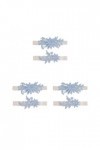 Lot de 3 ensembles de jarretelles en dentelle pour mariée - Bleu azur - 40-60 cm