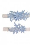 Lot de 3 ensembles de jarretelles en dentelle pour mariée - Bleu azur - 40-60 cm