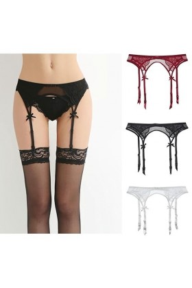 Porte-jarretelles en dentelle aux couleurs des porte-jarretelles de mariage - Noir, rouge, blanc