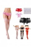 OKGD Femmes Sexy Dentelle Solide Mince Sexy Jarretelles String Jarretière Bas Ensemble Lingerie Bowknot-2 Noir-Taille Unique