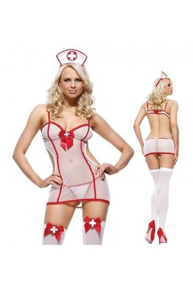 ZTIANEF RougeCosplay Sexy Lingerie érotique infirmière Uniforme Combinaison, Blanc, L