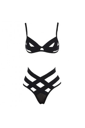ZTIANEF RougeSexy ajourée Lingerie érotique à Trois Points, Noir, M