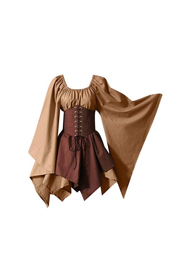 TDEOK Robe sexy pour femme - Taille M - Costume de cosplay - Robe corset rétro à manches longues - Robe dété pour femme - No