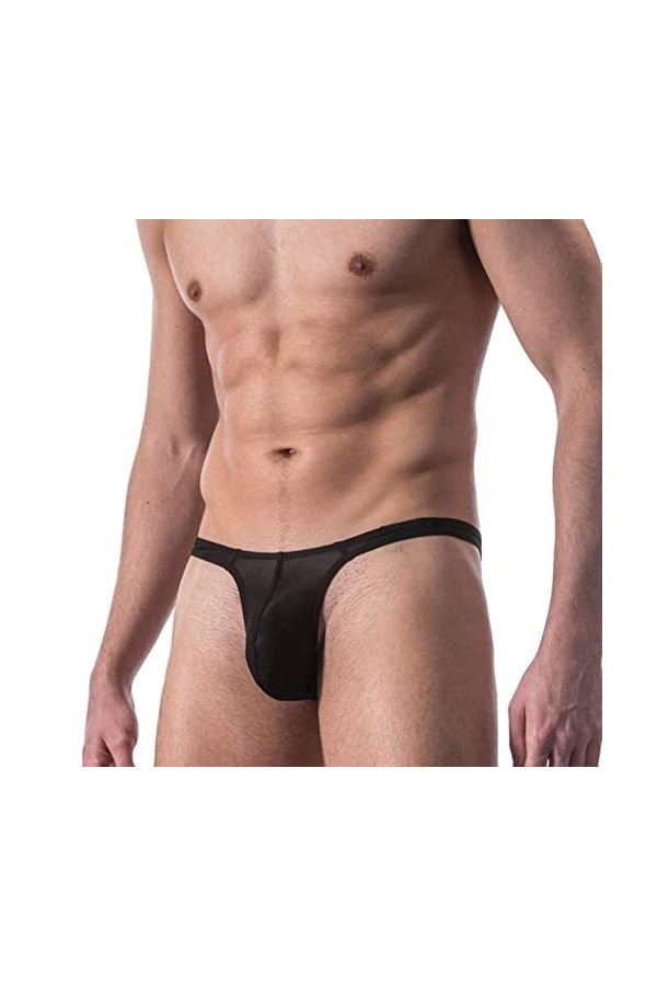 WEITING sous-vêtements pour Hommes T Back G String Briefs Sexy String Respirant Lingerie&nbsp;&nbsp;&nbsp;Hommes String Bulge Pouch Noir Ver