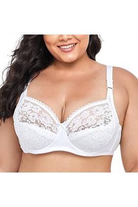 sous-vêtements pour Femmes Bandeau Style Soutien-Gorge en Dentelle élastique Couverture complète Plus Taille Soutien-Gorge Se