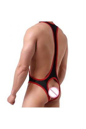 CHOUBAGUAI Combinaison Sexy pour Hommes Highlight Jumpsuit Open Back Hip Camisole Underwear-Violet-XL