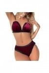 Costume de Femme de chambreLady Sexy Velours Pyjama Ensemble Lingerie érotique, Rouge, M