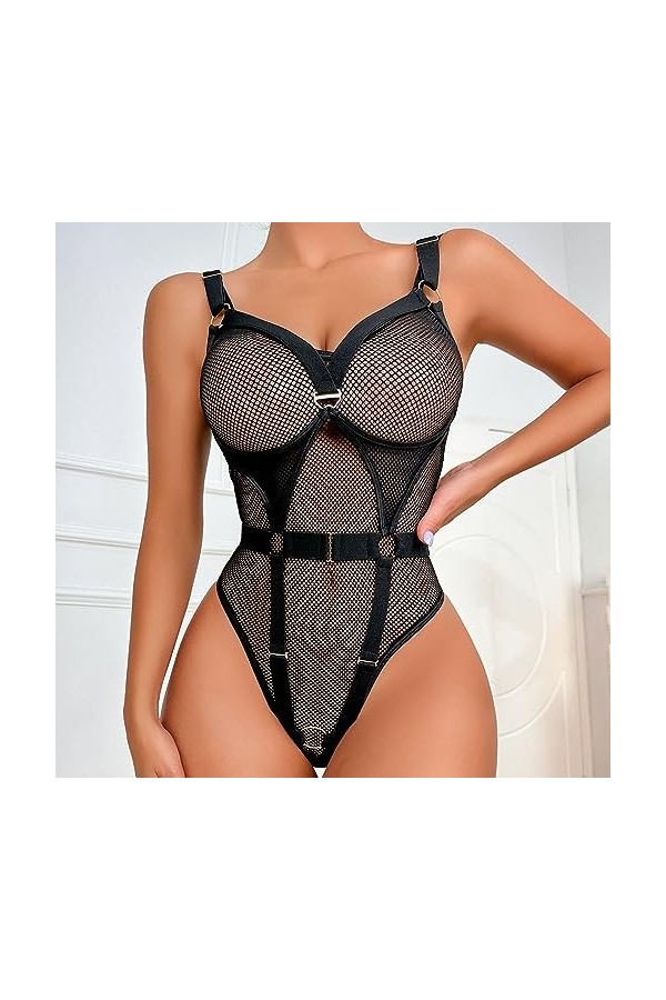 HERSIL Lingerie sexy pour femme - Taille haute - Lingerie sexy en V profond - Soutien-gorge érotique - Roleplay - Dentelle - 