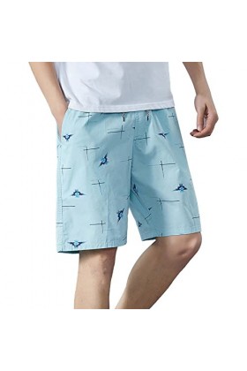 Pantalon de jogging pour homme - Léger - Court - En coton - Pour lété - Style vintage - Pour homme, bleu ciel, XXXL