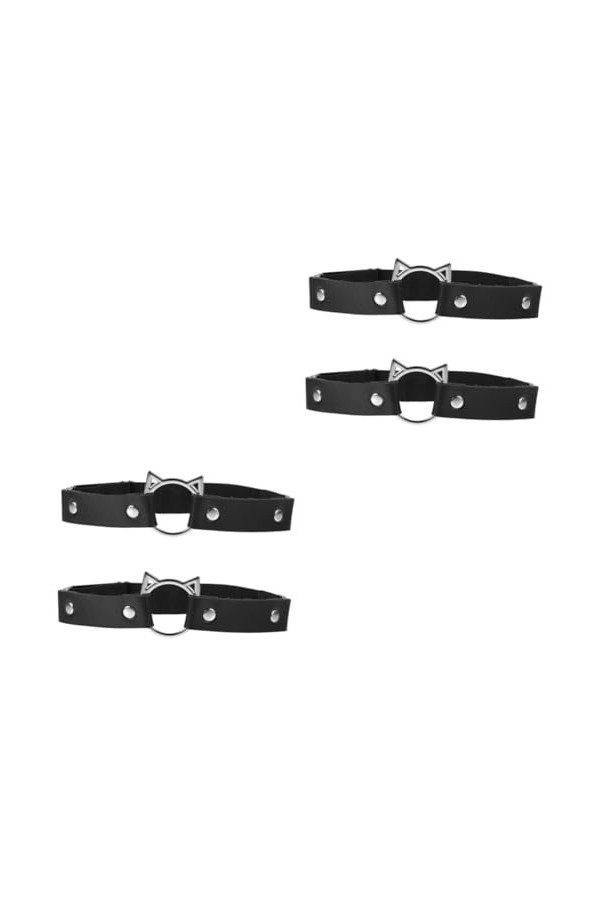 Healifty 4 Pièces Collier Jarretière Collier De Jour Sous Col Collier De Chaîne En Cuir Bretelles Blanches Jarretières Pour L