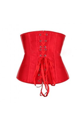 Dapei Corset bustier sexy en satin pour femme - En néoprène, Rouge, M