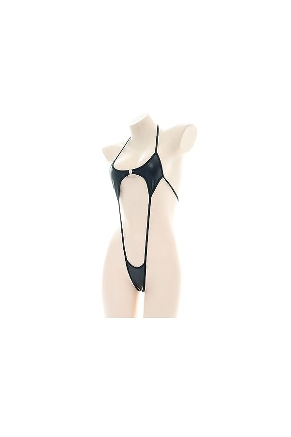 SINGUYUN Maillot de bain sexy pour femme - Maillot de bain une pièce en peluche japonaise, 0106 Noir, taille unique