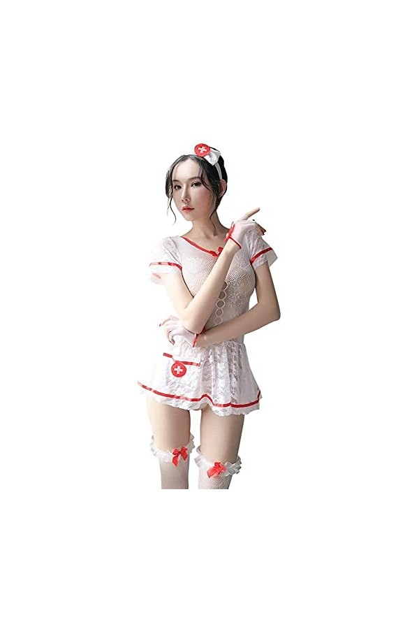 YYAN Cosplay One-Piece Costume Sexy infirmière Uniforme sous-vêtements érotiques sous-vêtements Transparents Temption Uniform