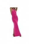 UOWEG Robe à col Licou pour Femmes Robe Fendue sans Manches Dos Sexy Jupe en Cuir Rouge Hot Pink, S 