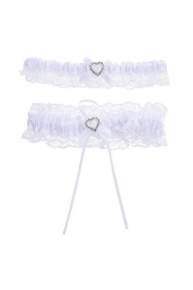 Garneck 1 Ensemble Jambe Anneau Jarretière Jarretière pour La Mariée Strass Tenue Blanc Accessoires Dentelle Jarretière Ceint