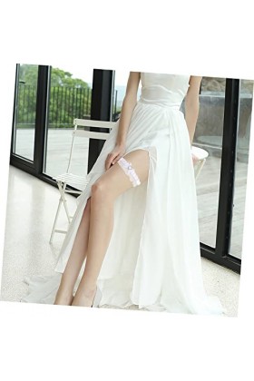 Garneck 1 Ensemble Jambe Anneau Jarretière Jarretière pour La Mariée Strass Tenue Blanc Accessoires Dentelle Jarretière Ceint
