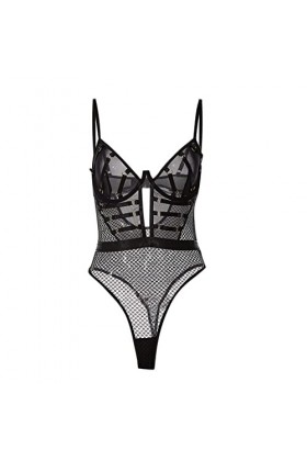 Lingerie sous-Vêtements pour Femmes Discothèque pour Femmes Spicy Girls Sexy Mesh Underwear Fun Set Soutien-Gorge Cage en mét