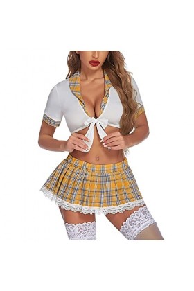 Lingerie décolière pour Femme Ensemble de Lingerie de Jeu de rôle Costumes détudiant School Girl Outfit sous-Vetements Jupe