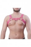 Angela0123 Harnais de poitrine en cuir synthétique pour homme avec boucles pour fête punk et bal masqué rose 