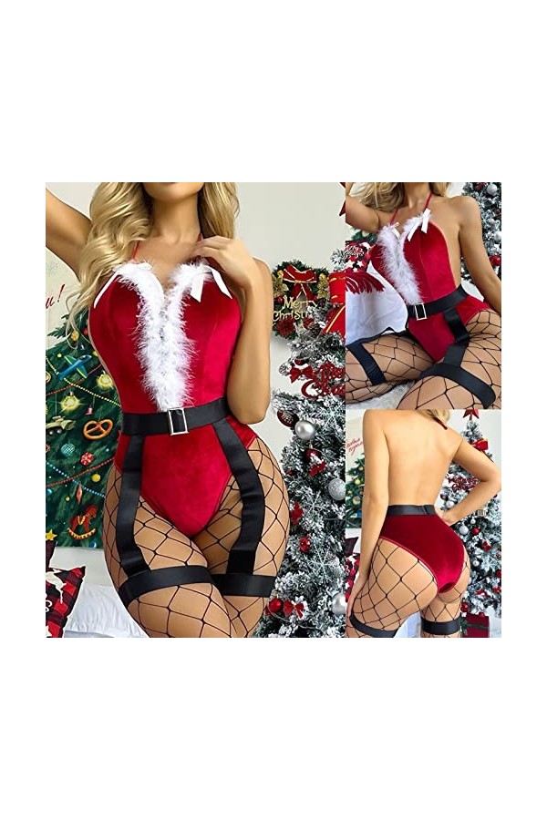 Fulidngzg Body sexy pour femme - Grandes tailles - Entrejambe ouvert - Sous-vêtement SM avec trou - Noir - Pour sexe - Linger