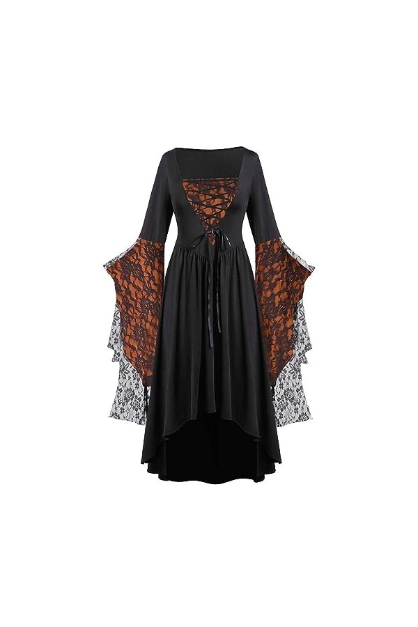 KBOPLEMQ Costume de princesse pour femme - Avec manches trompettes - Robe victorienne - Robe gothique - Pour Halloween et car