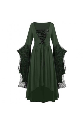 KBOPLEMQ Costume dHalloween pour femme - Robe vintage médiévale en dentelle - Robe victorienne élégante - Robe de bal - Robe