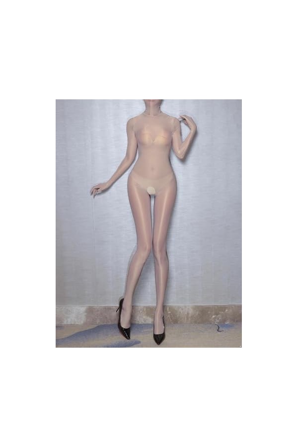 JanJean Femme Sexy Bodystocking Ouvert Entrejambe Combinaison Bodycon Bodysuit Brillant Catsuit Lingerie Nuisette Erotique Ni