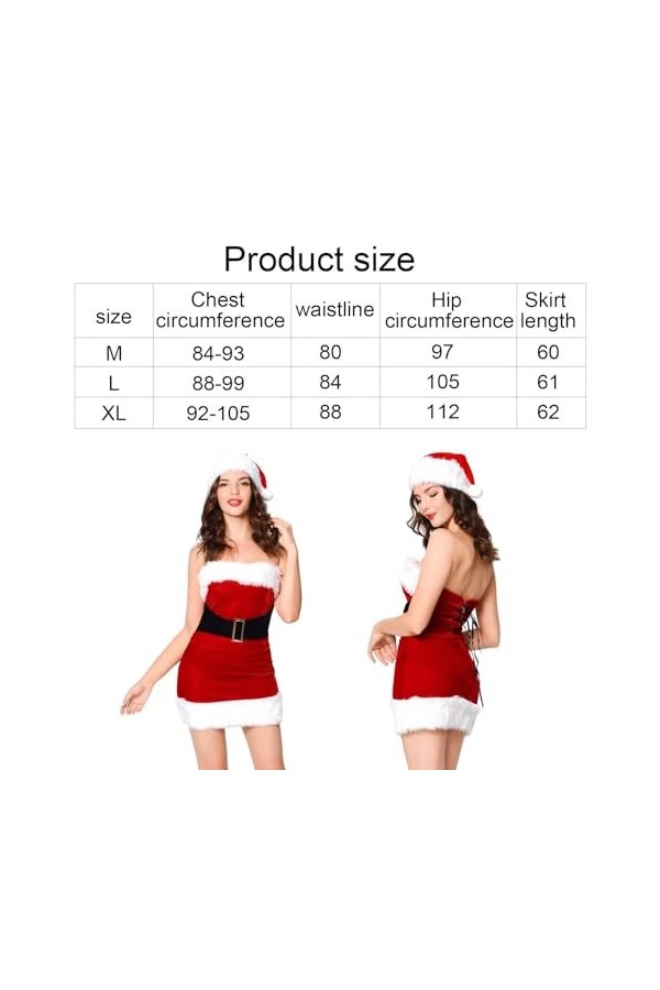 Zceplem Père Noël sexy pour femme - Robe sexy costume cosplay robes soirée | Robe Noël Père Noël Hors Épaule, Noël