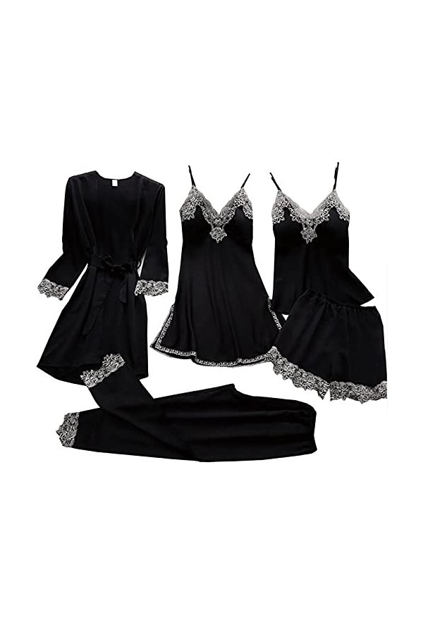 TDEOK Lot de 5 pyjamas sexy en dentelle pour infirmière sexy, Noir , M