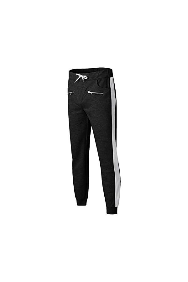 CUTeFiorino Lesiure Pantalon de sport noir pour homme avec fermeture éclair, Noir , L
