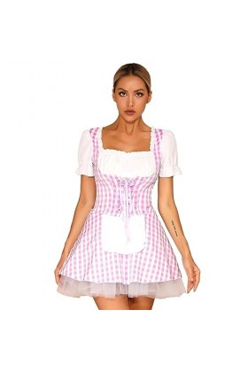Jowowha Femme Costume Soubrette Lingerie de Nuit Sexy Déguisement Femme de Ménage Servante Maid Manga Robe Evasée Babydoll Ha