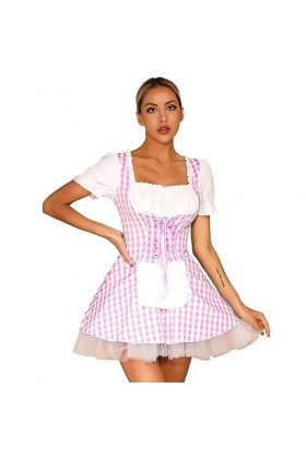 Jowowha Femme Costume Soubrette Lingerie de Nuit Sexy Déguisement Femme de Ménage Servante Maid Manga Robe Evasée Babydoll Ha