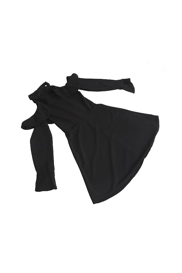 Robe Ligne A, Robe Noire à Manches Longues et Manches Cloche pour Dame pour Rendez-Vous 2 