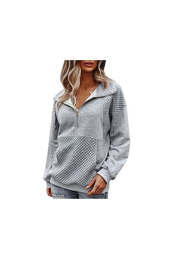 Gefomuofe Sweat-shirts pour femme - Couleur unie - Sweat à capuche - Manteau en coton - Veste de sport - Veste de survêtement