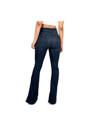 Jean pour femme - Pantalon de loisirs vintage - Jean pour femme - Mode Y2k - Avec boutonnière - Taille haute - Couleur unie -