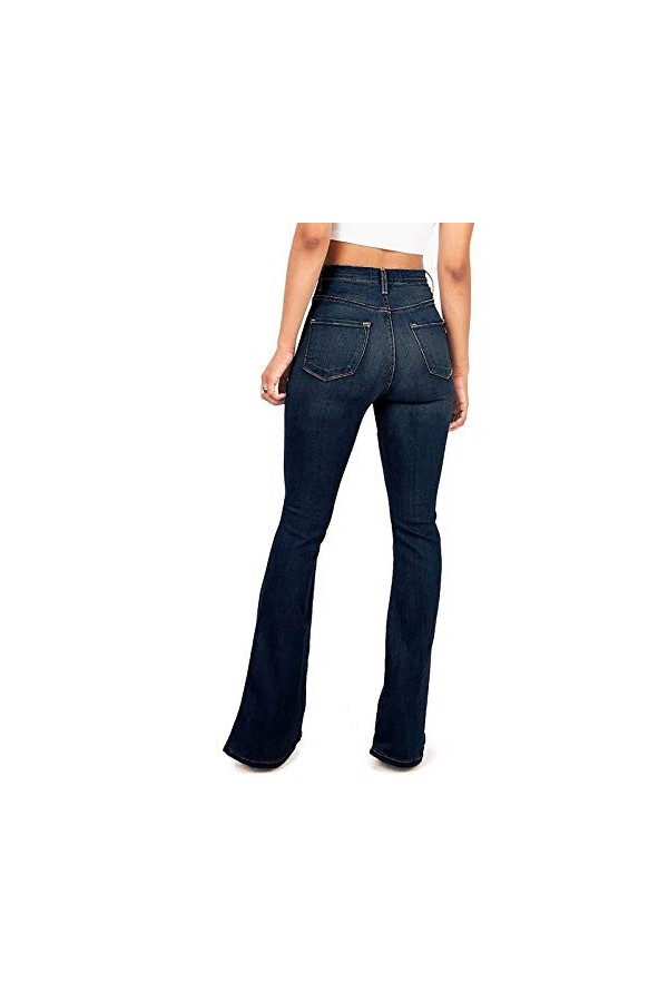 Jean pour femme - Pantalon de loisirs vintage - Jean pour femme - Mode Y2k - Avec boutonnière - Taille haute - Couleur unie -