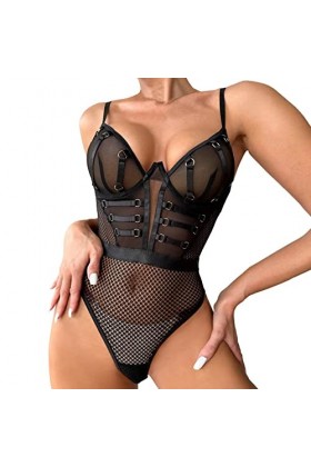 Lingerie sous-Vêtements pour Femmes Discothèque pour Femmes Spicy Girls Sexy Mesh Underwear Fun Set Soutien-Gorge Cage en mét
