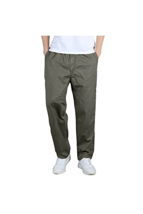 Pantalon. Hommes Mode Casual Loose Cotton Grande Taille Poche Lacets Taille élastique Pantalon Pantalon, Vert armée., XXL