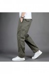 Pantalon. Hommes Mode Casual Loose Cotton Grande Taille Poche Lacets Taille élastique Pantalon Pantalon, Vert armée., XXL