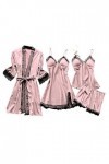 Générique Lingerie Ouvert Pyjama Dentelle en Soie Robe de Nuit Robe Lingerie Femmes vêtements de Nuit Costumes Sexy Pink, XX