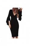 Femmes Sexy Deep V Neck Dress Dinner Party Dress Banquet Slim Robe Sexy Jupe Carreaux Rouge Et Noir Black, M 