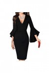 Femmes Sexy Deep V Neck Dress Dinner Party Dress Banquet Slim Robe Sexy Jupe Carreaux Rouge Et Noir Black, M 