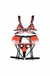 Seiden Combinaison ultra fine sexy en maille avec bretelles transparentes et lingerie sexy pour femme, Orange, L
