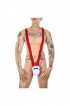 WEITING Lingerie du père Noël pour Hommes Costume de Cosplay de Noël Sexy String Chaud One Piece Underwear Deep V Fun Thong-a