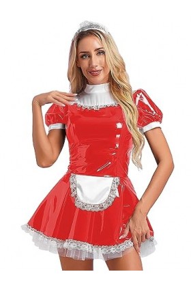 Choomomo Uniforme de Soubrette Manga Déguisement Femme Sexy Costume Maid Servante Cosplay Mini Robe Court Ajustrée Évasée Clu