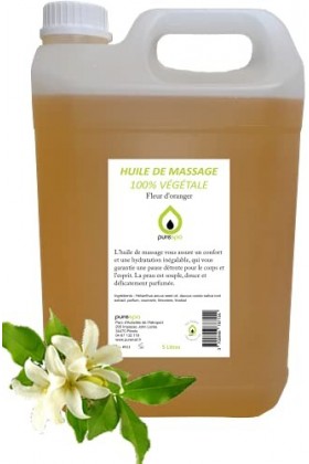 Purespa Huile de Massage végétale parfumée - 100% Massage Naturelle exotique Oranger, 5 Litres 