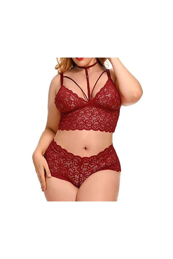 sous-Vetements Femme Dentelle Ensemble Soutien Gorge et String Erotique Vêtements De Nuit Ensemble Lingerie Sexy Ensemble Sex