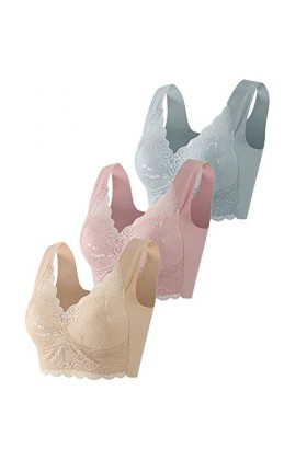 Lot de 3 soutiens-gorge en dentelle grande taille pour femme Sous-vêtements Bralette Crop Top Sexy Femme Grand Haut Tubulaire