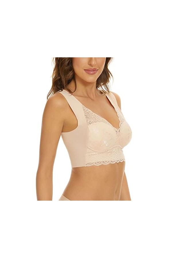 Lot de 3 soutiens-gorge en dentelle grande taille pour femme Sous-vêtements Bralette Crop Top Sexy Femme Grand Haut Tubulaire