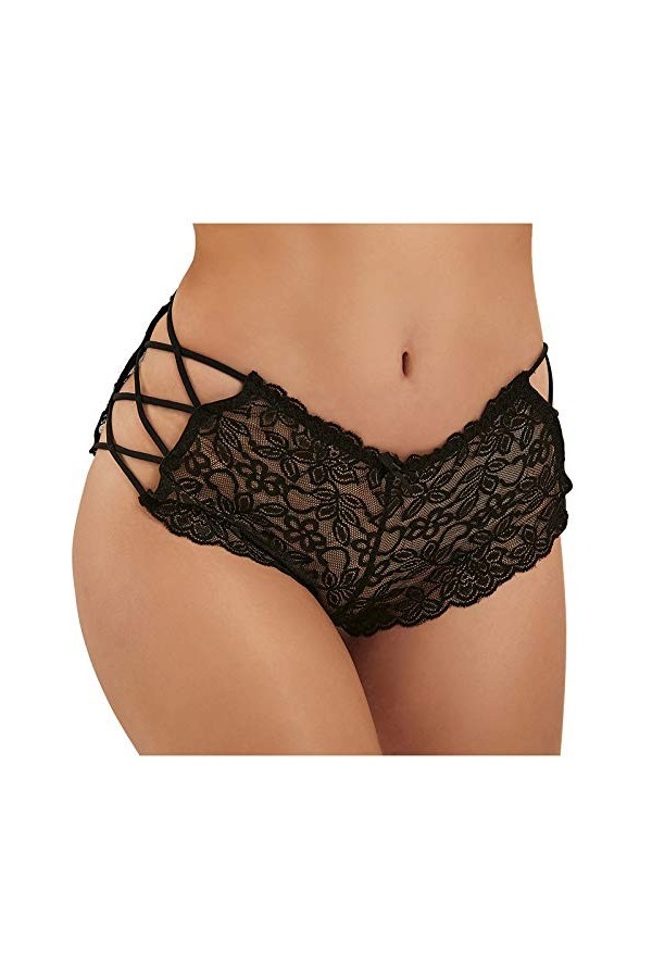 Panties Femme Ouvert Culottes Dentelle sous-Vetements Chic String Sexy Thong Coquine Hot Respirant Patchwork Erothique Linger